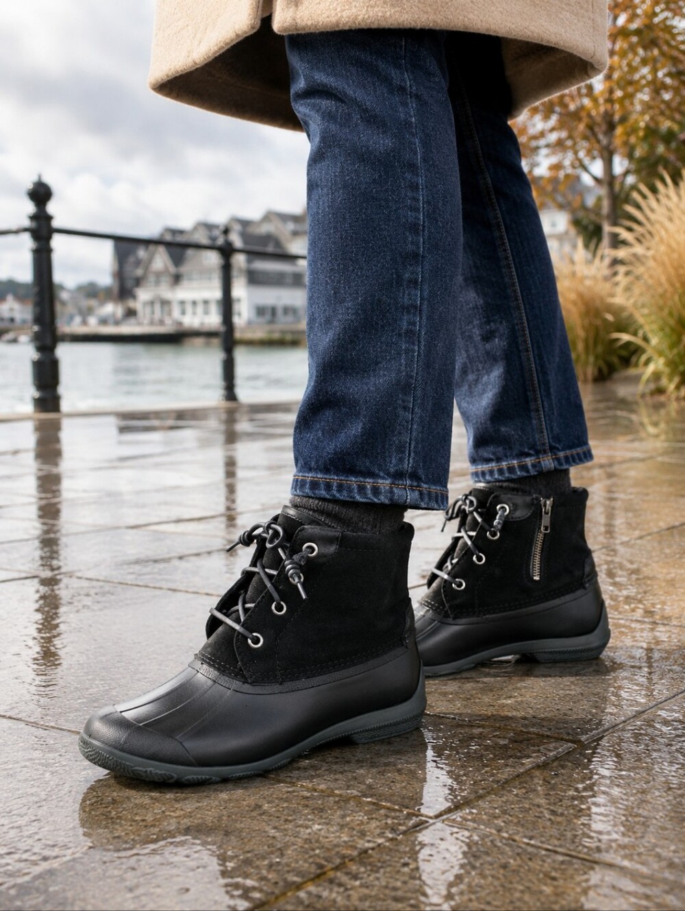 Sperry Syren Gulf Black Suede Waterproof Duck Boots Women's 6.5